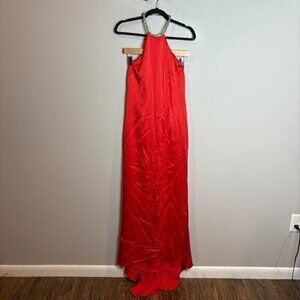 Coast coral high neck rhinestone embellished collar necklace dress